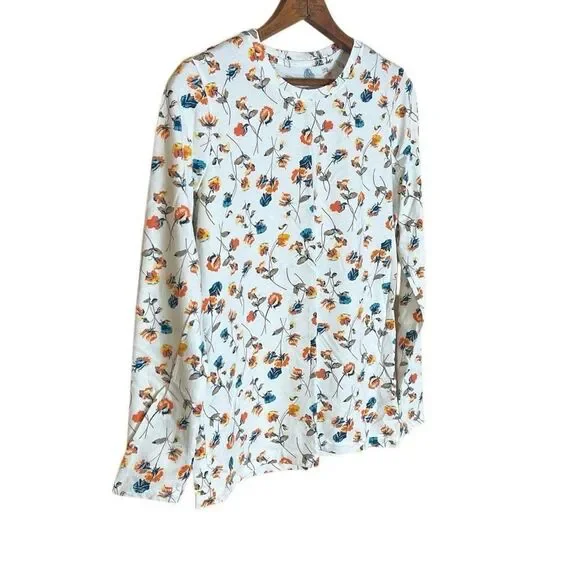 Lands' End Floral Crew Neck 100% Cotton Long Sleeve T-Shirt Multicolor Small - Picture 3 of 8